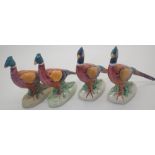Four Beswick miniature pheasant figurines one matte
