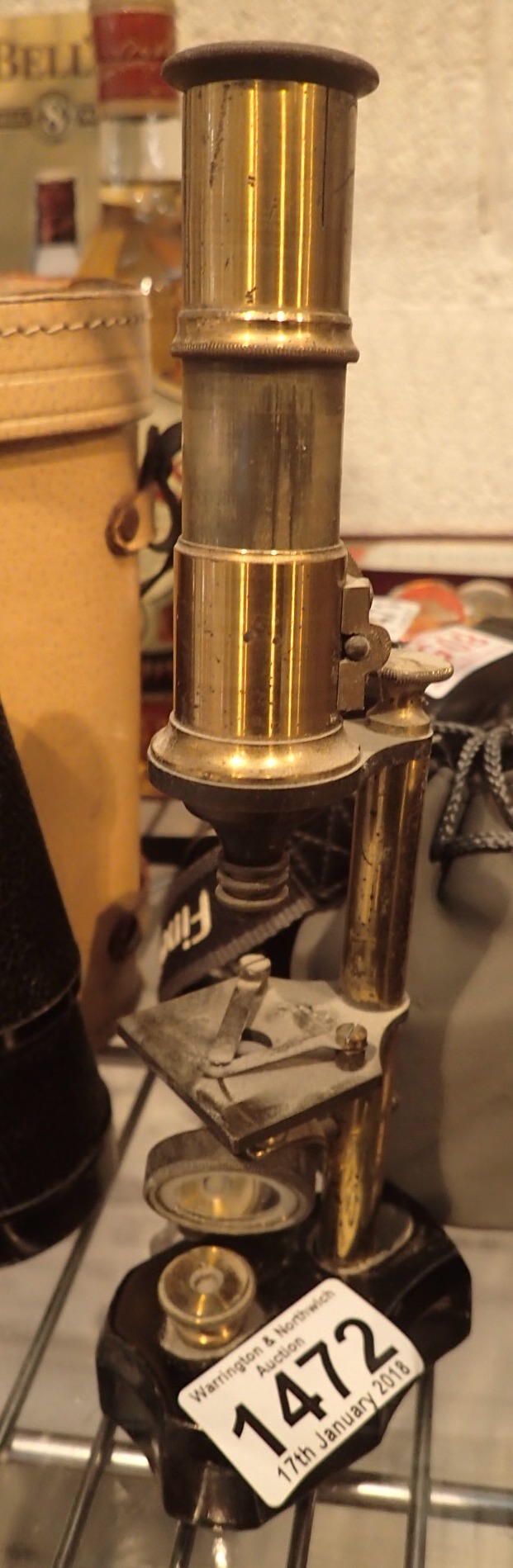 Antique brass and steel field microscope