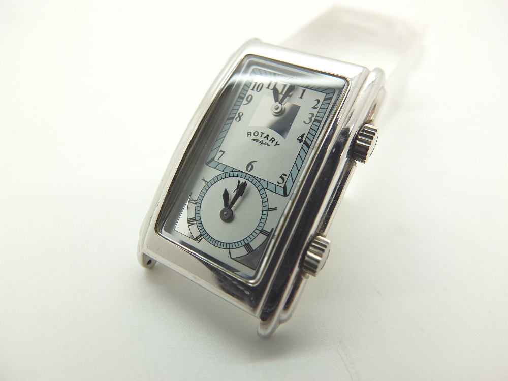 Gents Rotary dual time wristwatch head CONDITION REPORT: Two new batteries fitted.