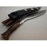 Nepalese good quality Kukri with skinning knives in leather sheath