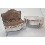 Two silver jewellery boxes 1910 and 1922 Birmingham one decorated with punch points and engine