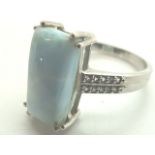 Sterling silver rectangular stone set ring size T
