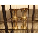 Pair of heavy brass Oriental vases H: 18 cm