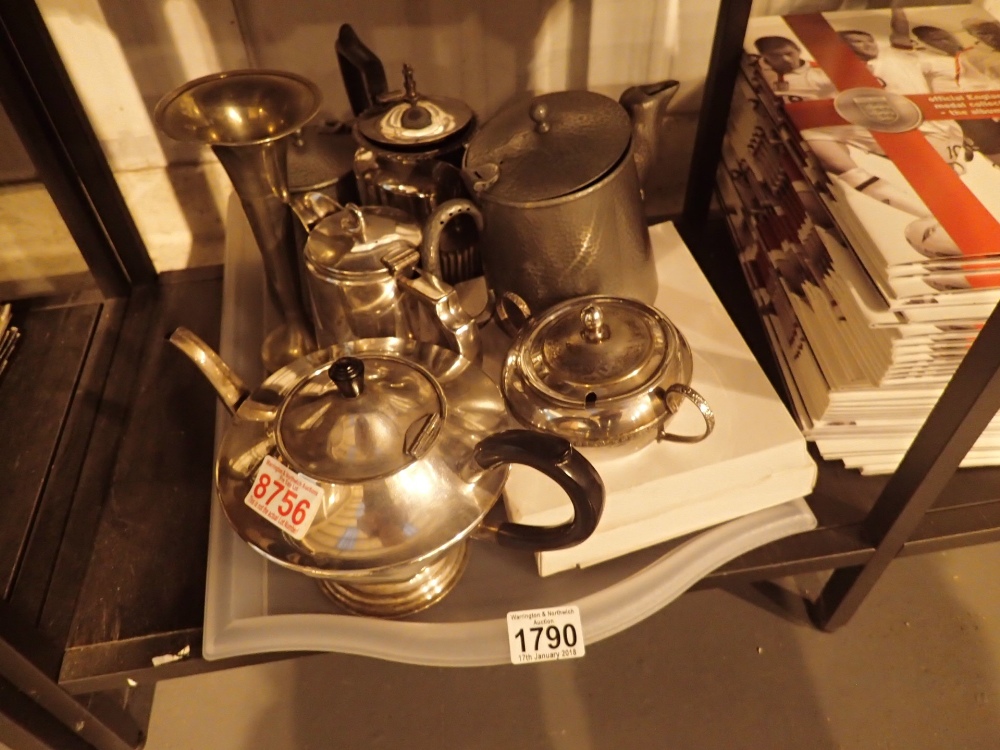 Collection of mixed silver plate and pewter