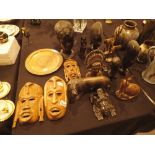 Collection of sixteen hand carved African animal and figural statues