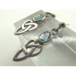 925 silver blue topaz Celtic earrings