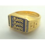 Gold plated England three lions ring