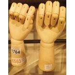 Pair of moveable wooden hands