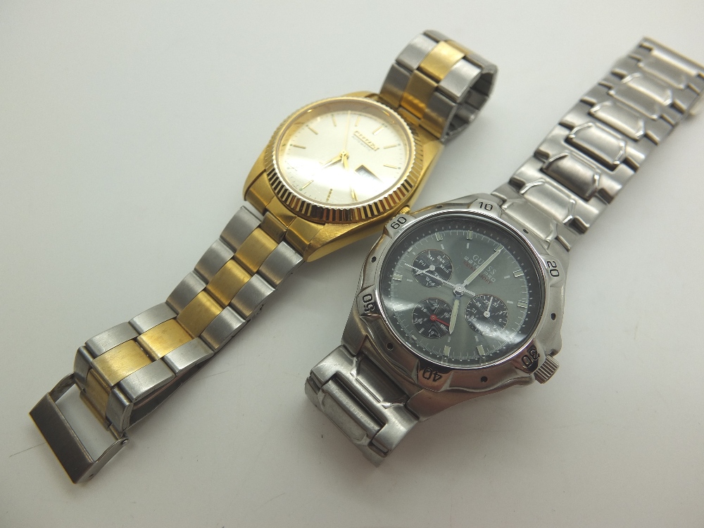 Guess Waterpro gents wristwatch on a stainless steel bracelet and a Citizen automatic example