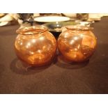 Pair of cranberry glass pots H: 6 cm