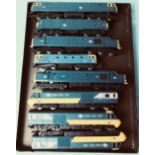 Eight Hornby OO gauge blue diesel locomotives