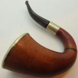 Meerschaum deerstalking smoking pipe with silver plated mounts