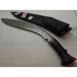 Nepalese good quality Kukri with skinning knives in leather sheath blade to bolster L: 37 cm