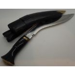 Nepalese good quality Kukri with skinning knives in leather sheath