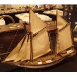Hand built wooden sailing boat
