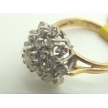 18ct gold 1.00ct diamond cluster ring size J/K RRP £1800.