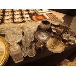 Quantity of glass and silver plate etc