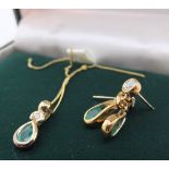 9ct gold fancy emerald and diamond earring and pendant set boxed from Ernest Jones