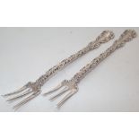 Pair of American sterling silver cocktail forks patent 1891 30g