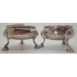 Pair of Georgian silver open salts assay London 1762 maker D & R Hennell 136g