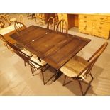 Oak refectory dining table with two draw leaves 114 cm to 176 cm extended x 72 cm