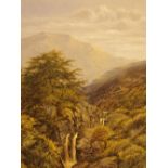 F Hawthorne Colwith Force 1867 in gilt oval gesso frame 35 x 28 cm