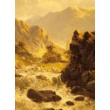 George Law Boetholme gilt framed oil on canvas mountain scene 39 x 58 cm