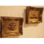 Two antique style horse prints with antique gilt frames