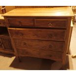 Walnut set of two short over three long drawers