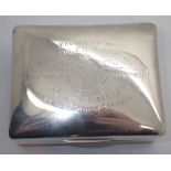 Silver cigarette case with military inscriptions dated 1923 to Lieut Colonel G Grimsby Wilson