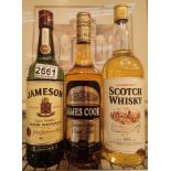Bottle of Jamesons Irish Whiskey and two bottles of Scotch Whisky and some whisky miniatures