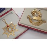 Two boxed gold plated Georg Jensen Christmas tree decorations