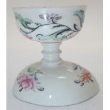 Antique porcelain Chinese Qianlong Famille Rose rare Eye Bath comprising egg shaped bowl support on