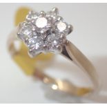 9ct gold vintage style diamond daisy cluster ring approximately 0.