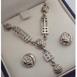 Charles Rennie Mackintosh silver rose necklace and earrings