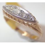 18ct gold vintage / antique five stone diamond ring size K CONDITION REPORT: No