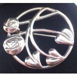 Charles Rennie Mackintosh silver rose brooch