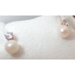 9ct gold diamond and pearl earrings
