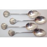 Four hallmarked silver golfing teaspoons assay Birmingham 1937