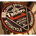 Cast iron Triumph Bonneville sign D: 24 cm