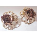 9ct yellow and rose gold vintage rose earring studs