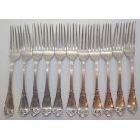 Eleven silver Tiffany dinner forks patent 1868 562g