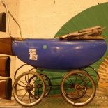 Vintage metal childs doll pram