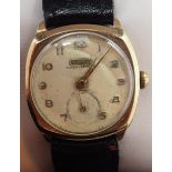 9ct gold Rotary gents wristwatch on a leather strap CONDITION REPORT: This item is