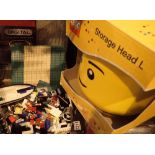Retired boxed Lego storage head with approximately 2KG of vintage lego