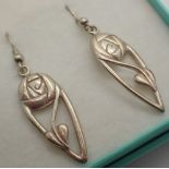 Charles Rennie Mackintosh silver rose earrings
