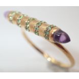 Assya London Jewellers amethyst vermoil and tsavorite bullet ring size Q