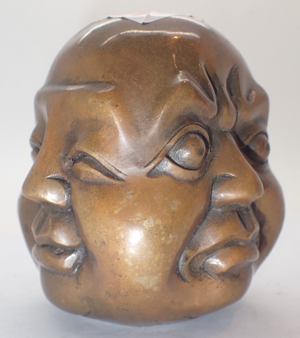Brass four faced Buddha H: 9 cm