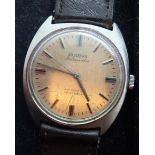 Gents Bulova Ambassador 23 jewels automatic gents wristwatch on a leather strap W: 40 mm including