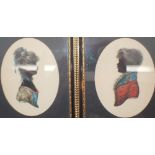 Two silhouette miniature framed pictures signed Turville